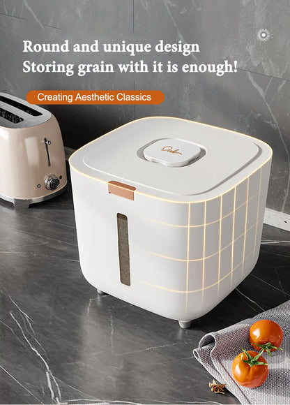 5/10kg Airtight Rice Storage Container with Measuring Cup – Moisture & Insect Proof Grain Dispenser