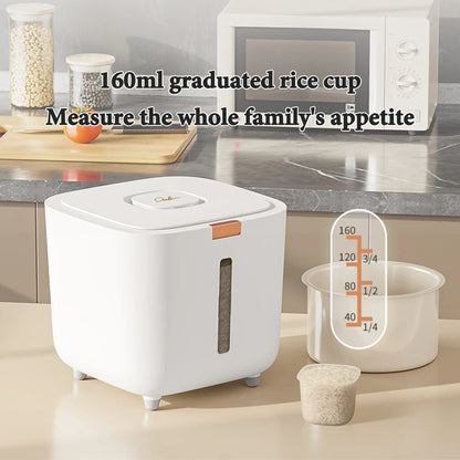 5/10kg Airtight Rice Storage Container with Measuring Cup – Moisture & Insect Proof Grain Dispenser