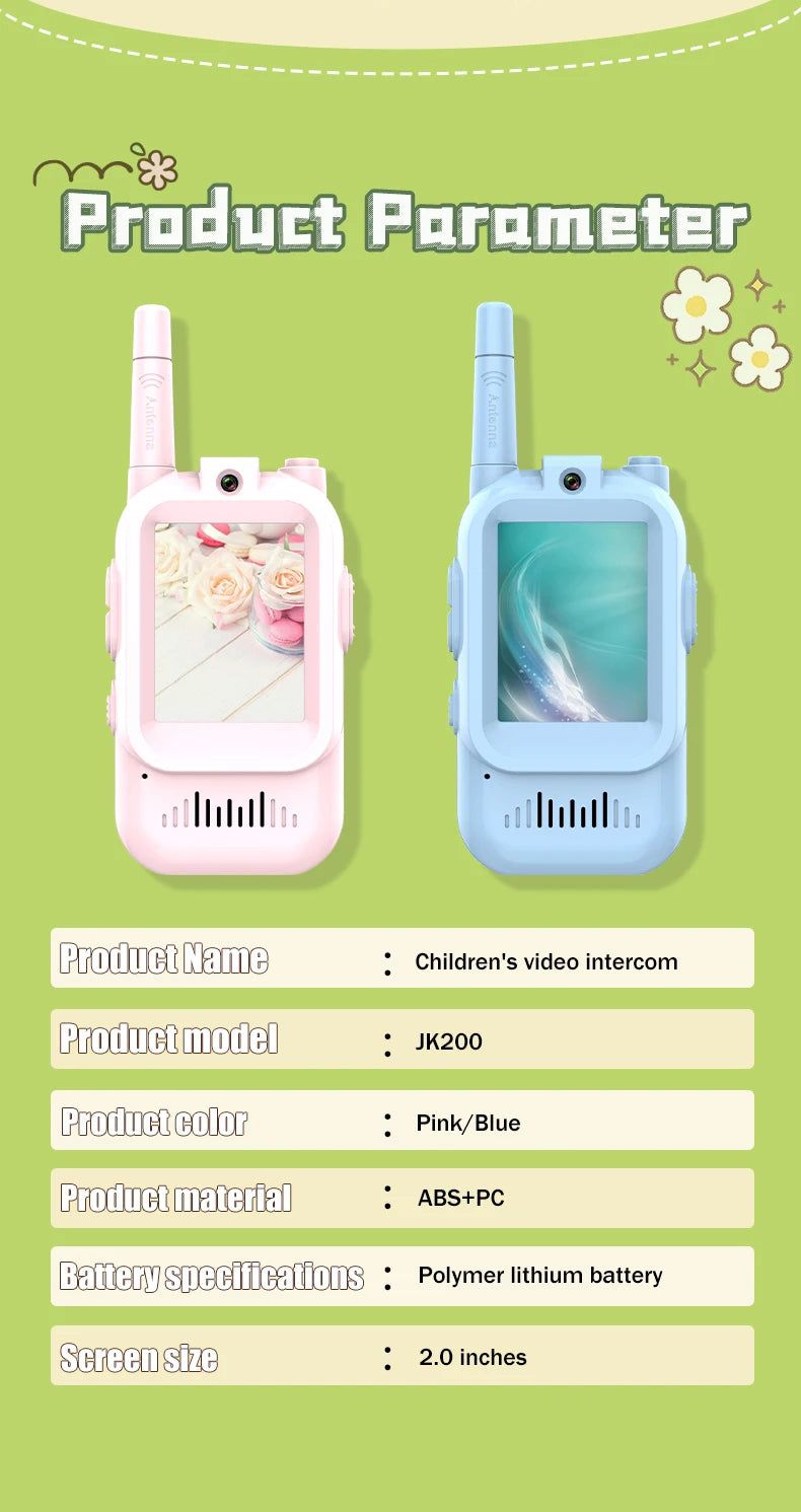 AIRITON Children's Video Walkie Talkies 2 Pack Rechargeable 2-inch High-definition Screen Voice Changer For Kids Gift Boys Girls