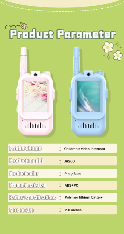 AIRITON Children's Video Walkie Talkies 2 Pack Rechargeable 2-inch High-definition Screen Voice Changer For Kids Gift Boys Girls