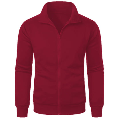 Men's casual sports zipper stand up collar jacket, men's solid color top