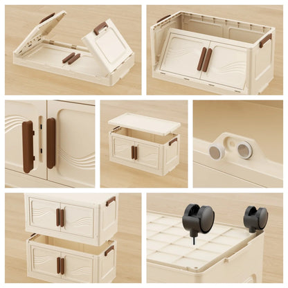 Foldable Storage Box with Clear Door – Spacious Plastic Organizer for Clothes, Toys & Books