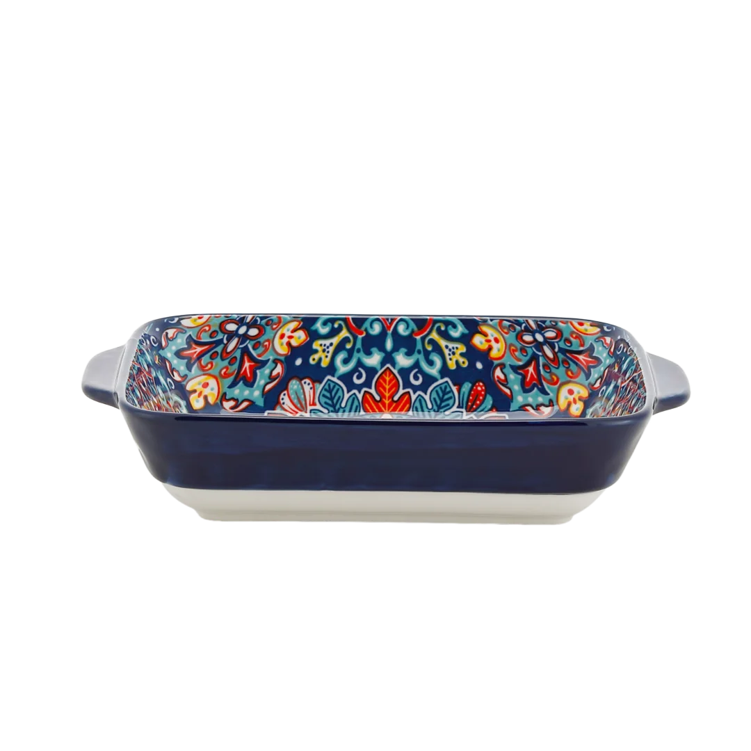 New Bohemian Egg-shaped Ceramic Baking Pan Pasta Plate Fruit Salad Plate Colorful Combination Set 9 inch