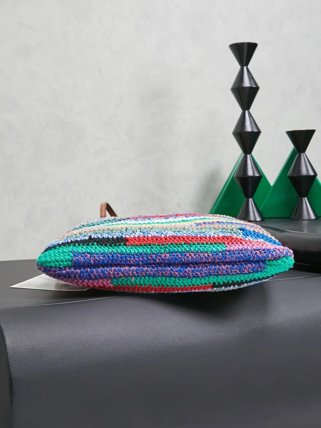 2026 Summer New Colorful Striped Yarn Handwoven Bag, Large Capacity Crochet Tote Shoulder Bag for Women Travel Beach Casual Shop