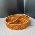 Divided Imitation Rattan Snack Basket Handwoven Serving Tray Boho Rustic Organizer For Home Party Hotel Kitchen Table Decor