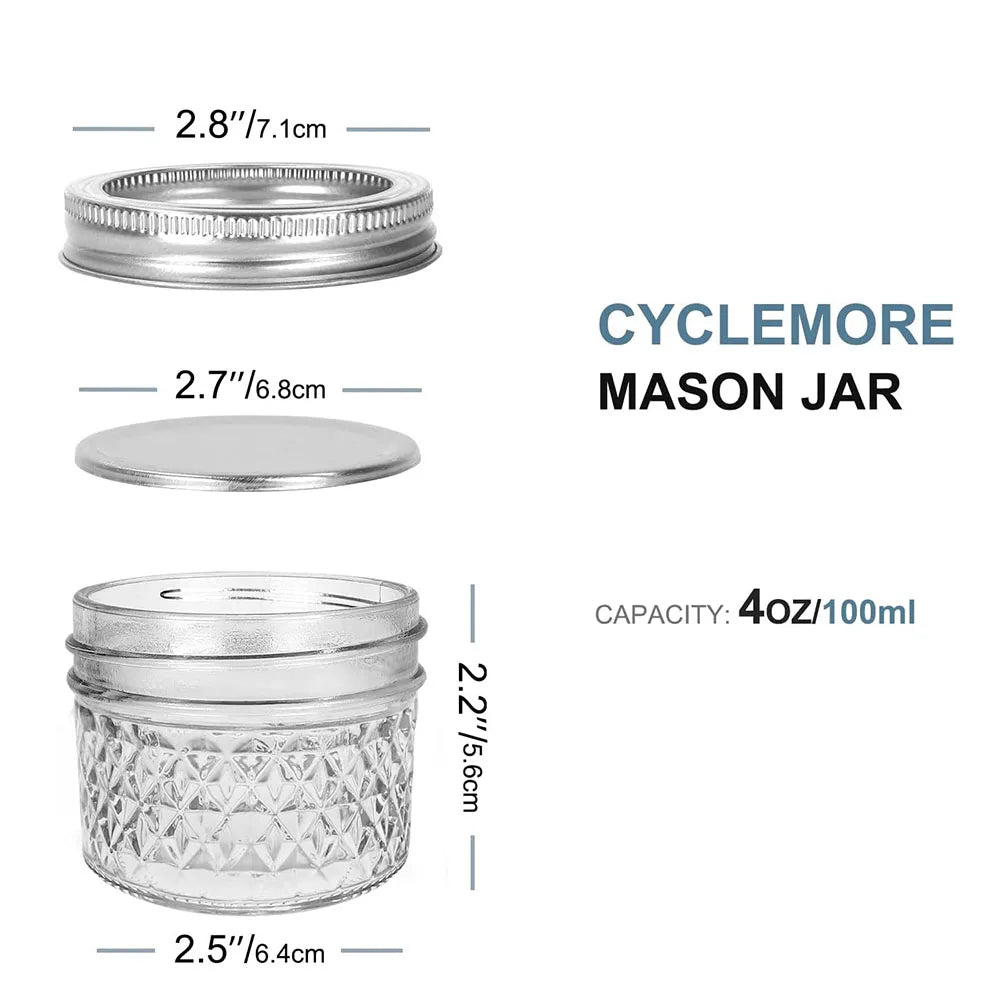 4oz (100ml) Mini Glass Mason Jars with Separable Lids