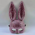Rabbit Party Masquerade Glitter Mask for Women Theater Performances Full Acrylic Rhinestone Face Mask Costume for Photo Shoots