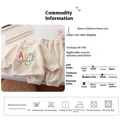 2Pcs/set children's winter warm pajamas padded thickened round neck long sleeve long pants boys girls home clothing winter pajam