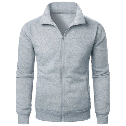 Men's casual sports zipper stand up collar jacket, men's solid color top