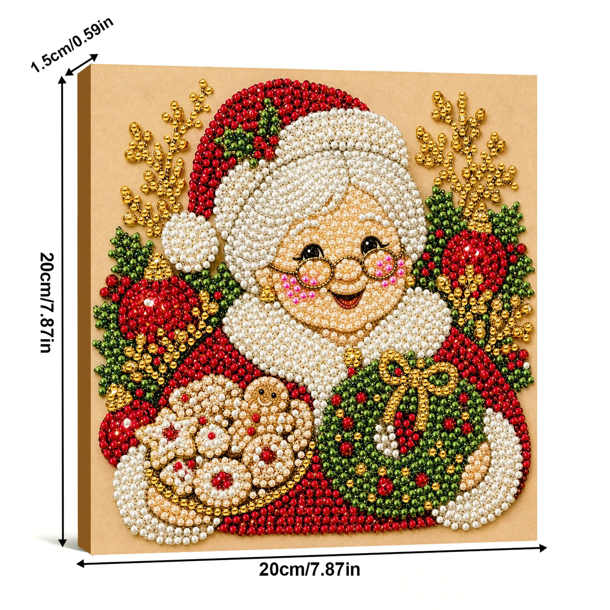 Christmas Pearl Painting DIY Kit with Frame 20x20cm Self-Adhesive Canvas 3D Bead Art Craft Adults