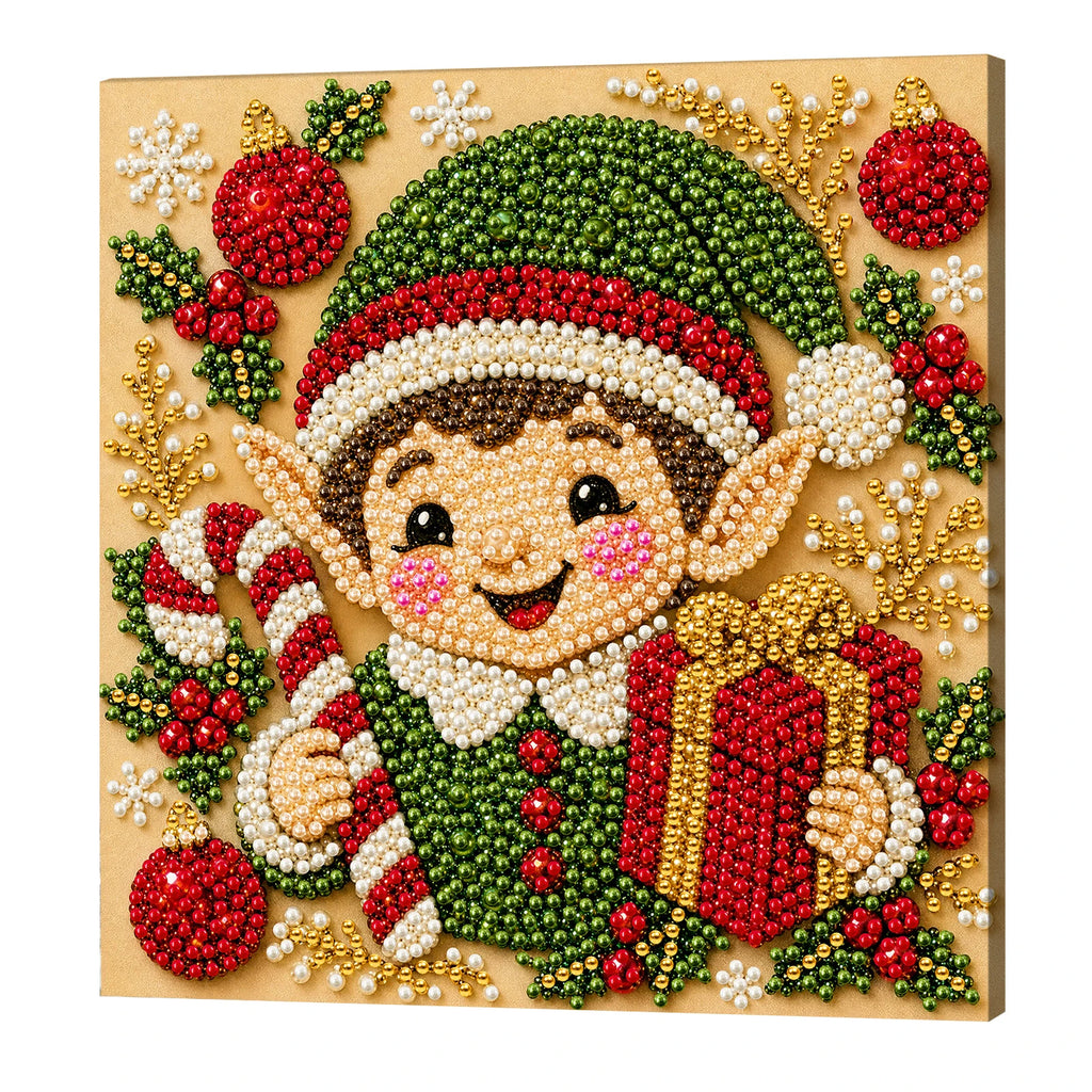 Christmas Pearl Painting DIY Kit with Frame 20x20cm Self-Adhesive Canvas 3D Bead Art Craft Adults