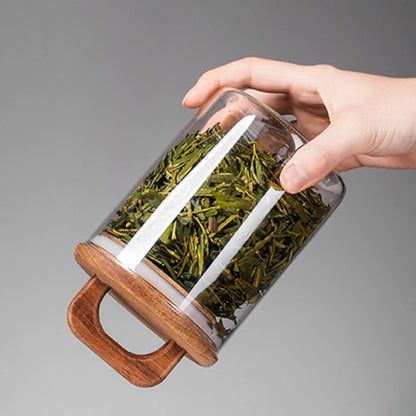 Clear Glass Food Storage Jar with Bamboo Lid – Airtight Canister for Tea, Coffee, Sugar & Spices