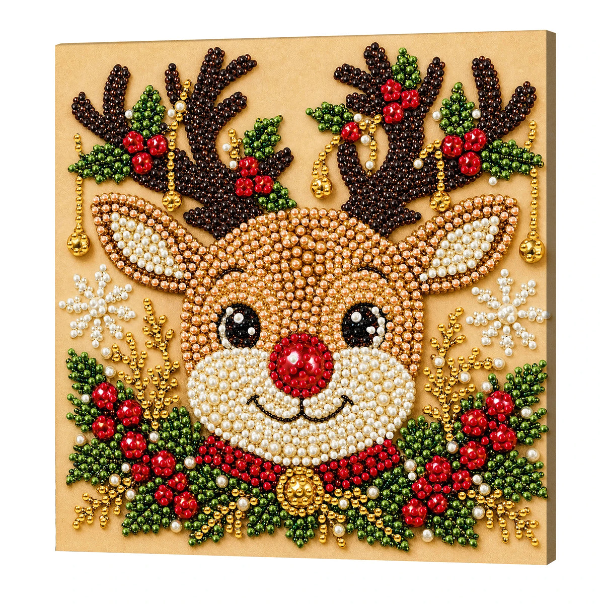 Christmas Pearl Painting DIY Kit with Frame 20x20cm Self-Adhesive Canvas 3D Bead Art Craft Adults