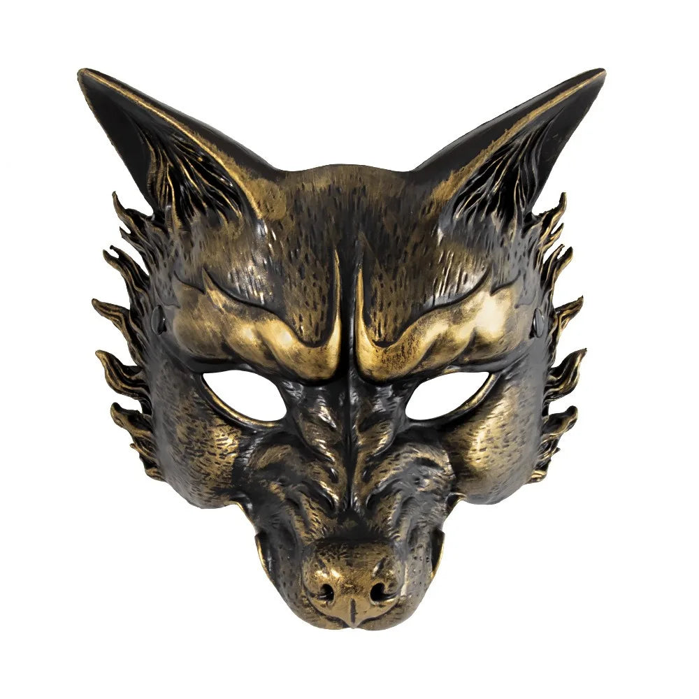 Creative Wolf Halloween Mask Half Face Foam Masquerade Mask Dress Up Props Animal Cosplay Mask Carnival