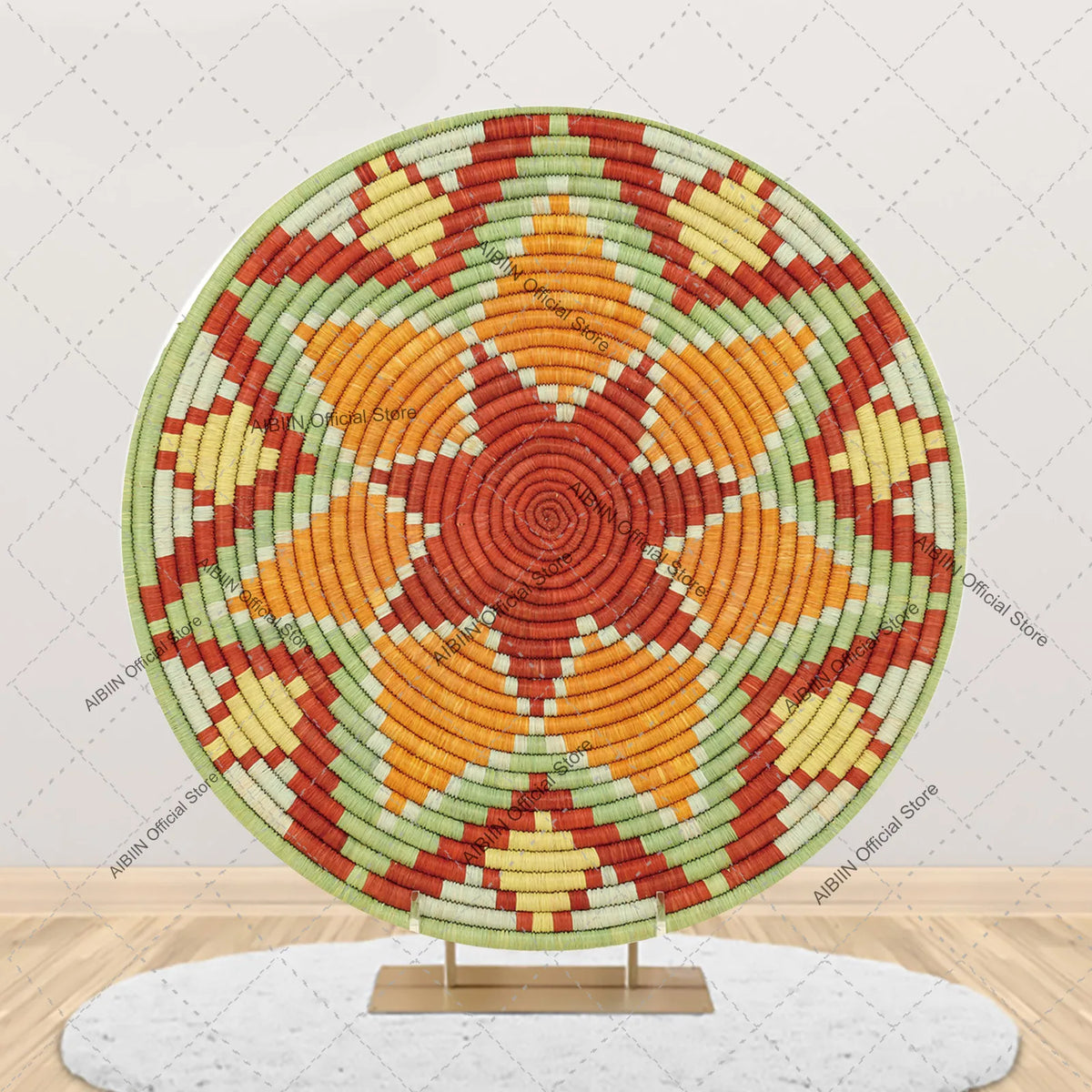 Traditional Ethiopian Basket Pattern Round Backdrop Cover Floral Wedding Birthday Party Decor Portrait Photography Background