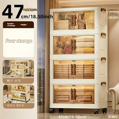 Foldable Storage Box with Clear Door – Spacious Plastic Organizer for Clothes, Toys & Books