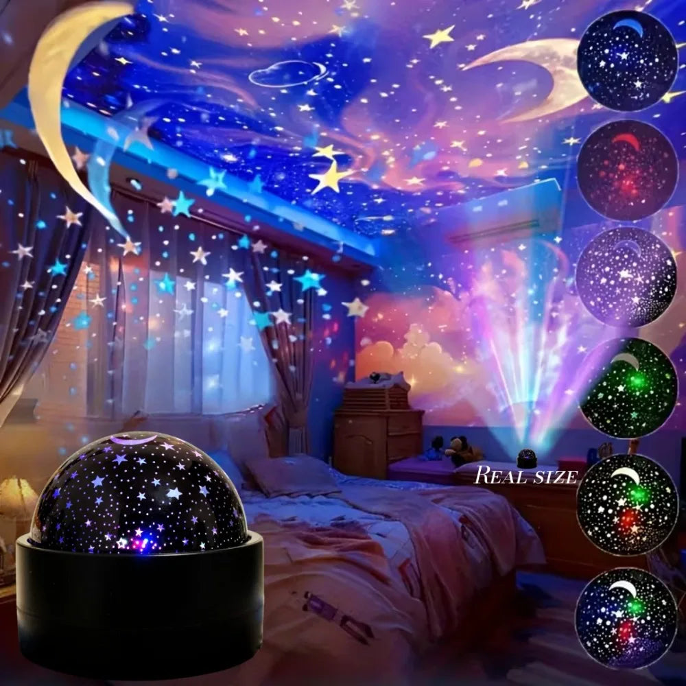 Color-changing Moon Galaxy Projector Light USB Plug-and-Play Christmas Tree RGB Projector Lamp Mini Flashing Light Effect