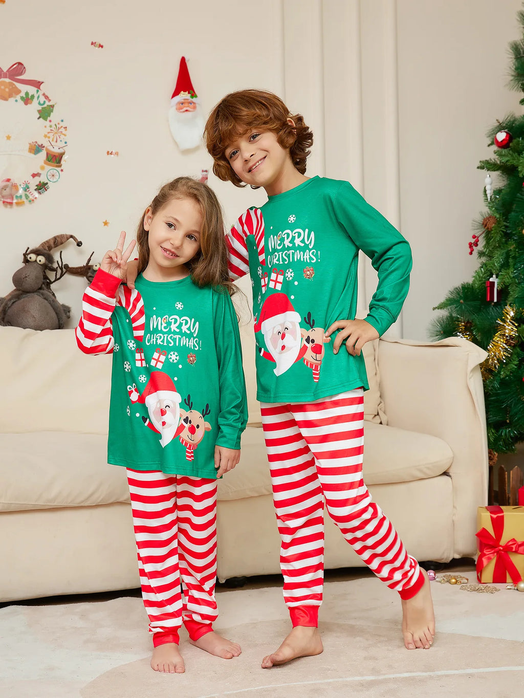 New Xmas Look Family Matching Pajamas Set for Christmas Full Sleeve 2 Pieces Suit Sleepwear Adults Kids Clothing Soft Loungewear