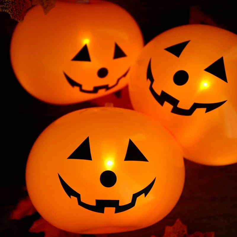 6/1pcs 10inch Halloween Pumpkin Ghost Latex Balloons LED Light Kids Baloons Toys  Helloween Birthday Party Decor Supplies