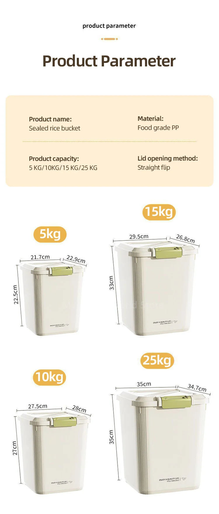 10kg Rice Storage Container with Airtight Lid – Grain Dispenser for Rice, Cereal & Pet Food