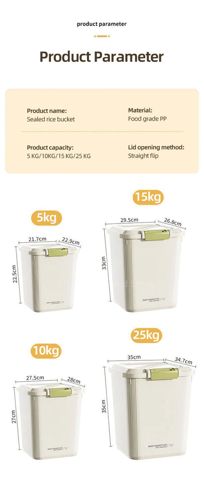10kg Rice Storage Container with Airtight Lid – Grain Dispenser for Rice, Cereal & Pet Food