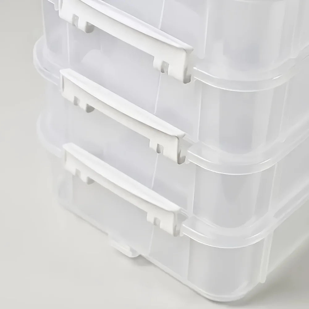 4-Tier Transparent Storage Box with Partitioned Drawers – Plastic Organizer for Tools, Crafts & Small Items