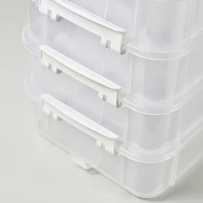 4-Tier Transparent Storage Box with Partitioned Drawers – Plastic Organizer for Tools, Crafts & Small Items