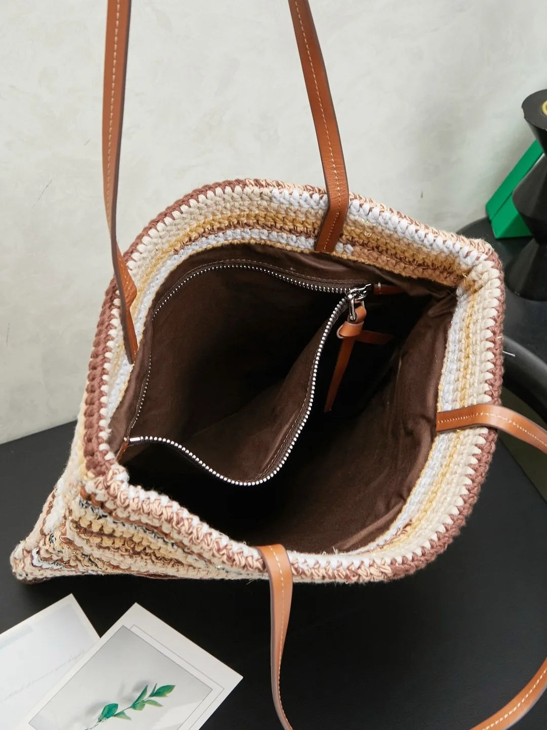2026 Summer New Colorful Striped Yarn Handwoven Bag, Large Capacity Crochet Tote Shoulder Bag for Women Travel Beach Casual Shop