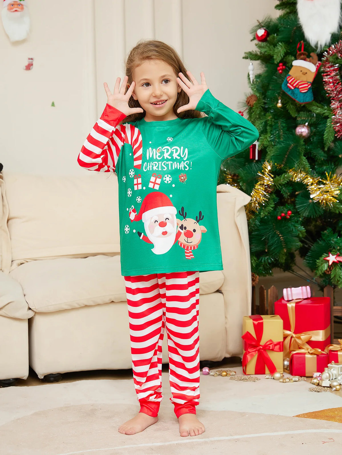 New Xmas Look Family Matching Pajamas Set for Christmas Full Sleeve 2 Pieces Suit Sleepwear Adults Kids Clothing Soft Loungewear