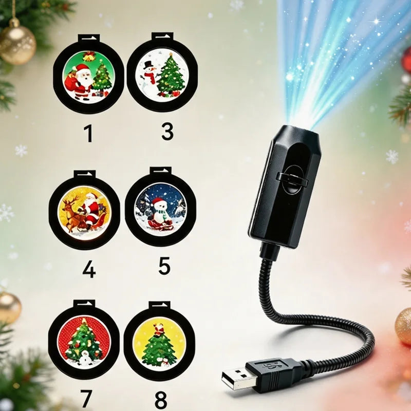 Plug-&-Play HD Christmas Projector - with 360° Rotating, 5D Holographic Night Light Projector for Room Decor Party Xmas Gifts