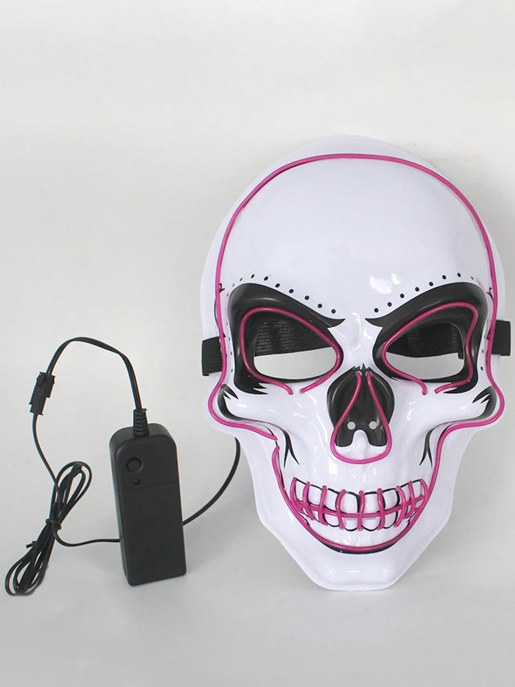 LED Skull Mask Light Up Skeleton Face Halloween Horror Costume Prop for Rave Festival Cosplay Masquerade Party Men Women Adults
