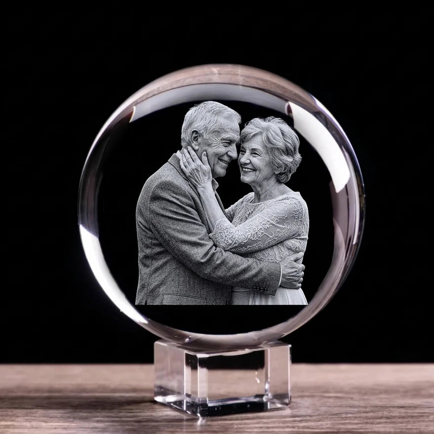 Custom Photo Crystal Ball Personalized Glass Sphere with Laser Engraving  Picture Text for Pets Baby Couple Family Wedding Gift