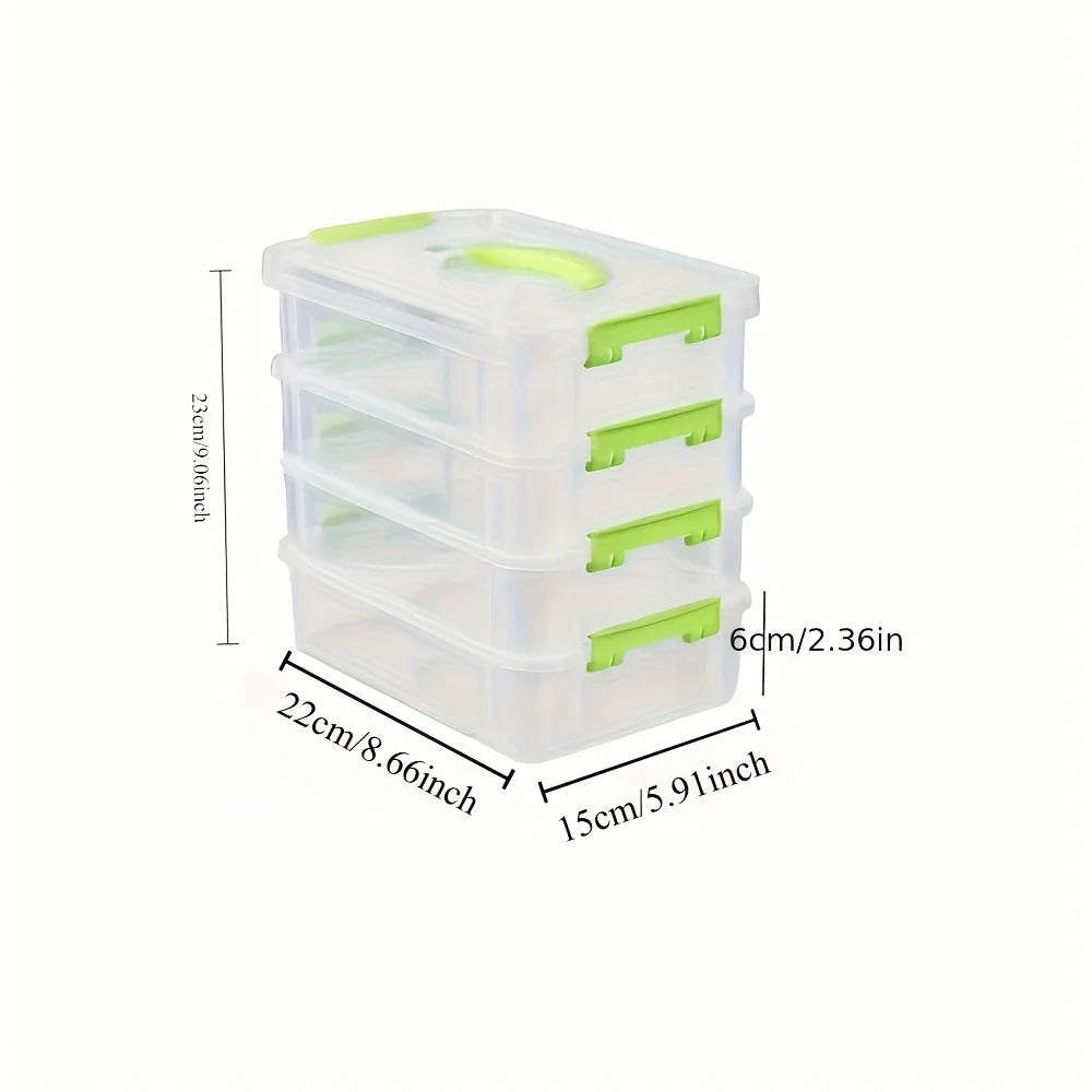 4-Tier Transparent Storage Box with Partitioned Drawers – Plastic Organizer for Tools, Crafts & Small Items