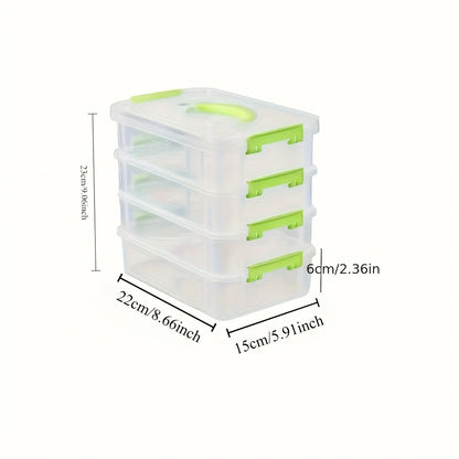 4-Tier Transparent Storage Box with Partitioned Drawers – Plastic Organizer for Tools, Crafts & Small Items
