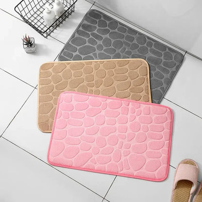 Memory Foam Bathroom Mat – Embossed Velvet Non-Slip Floor Rug for Bathroom & Living Room