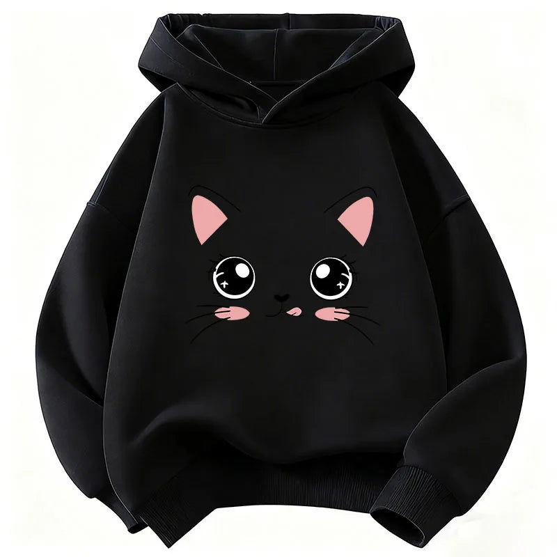 Kids' Kawaii Cat Pullover Hoodie for Boys & Girls