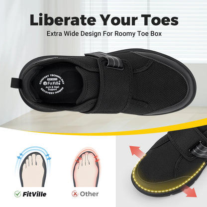 FitVille Diabetic Shoes for Men Extra Wide Hook
