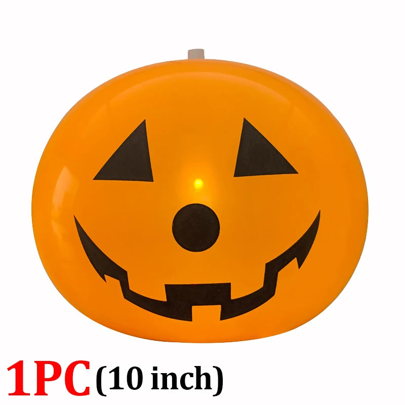 6/1pcs 10inch Halloween Pumpkin Ghost Latex Balloons LED Light Kids Baloons Toys  Helloween Birthday Party Decor Supplies