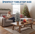 Garvee 53CM Mini Snow Flocked Christmas Tree Small Artificial Xmas Tree Tabletop Holiday Decor for Desk, Bedroom, Mantel and Entryway Winter Ornaments