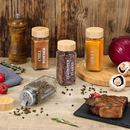 Glass Spice Jars with Bamboo Lids, 120ml