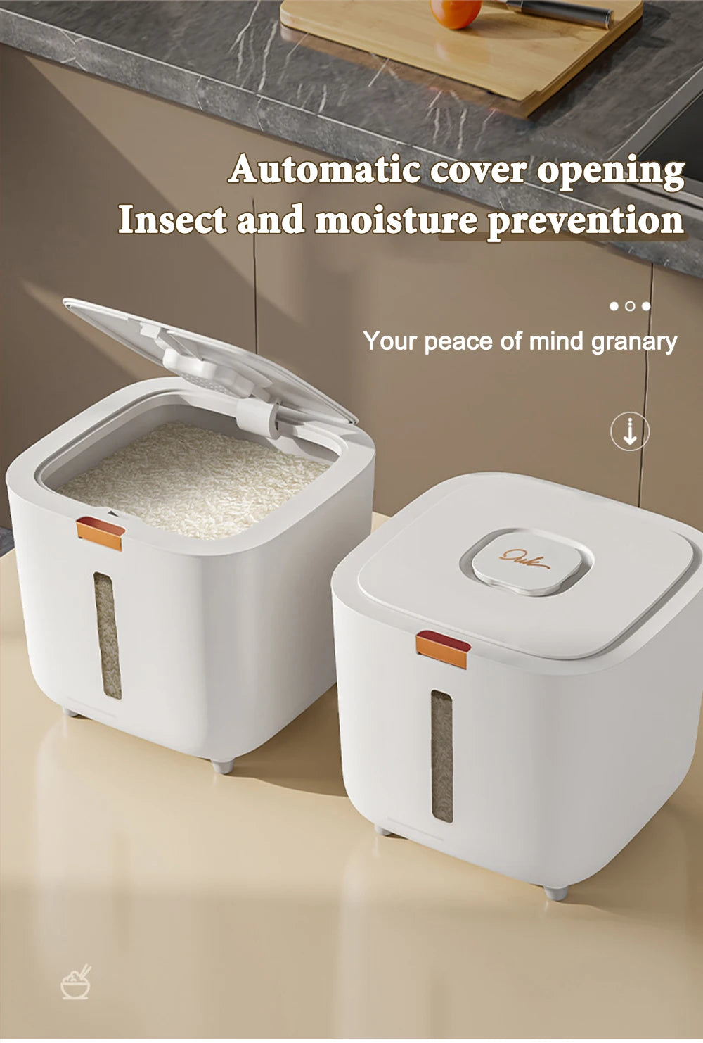 5/10kg Airtight Rice Storage Container with Measuring Cup – Moisture & Insect Proof Grain Dispenser