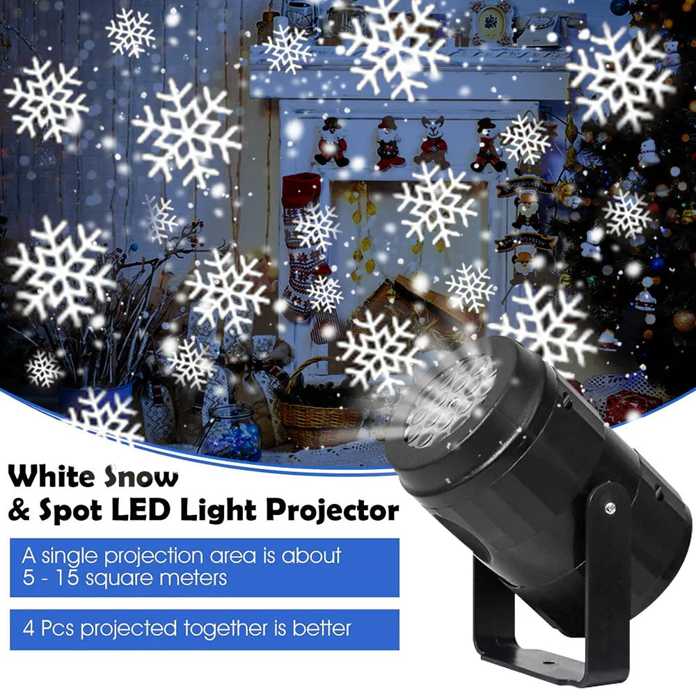 Snowflake Projector Lights Christmas Decoration Outdoor/Indoor USB Rotating Snowflake Ambient Light for Festive Party Xmas Decor