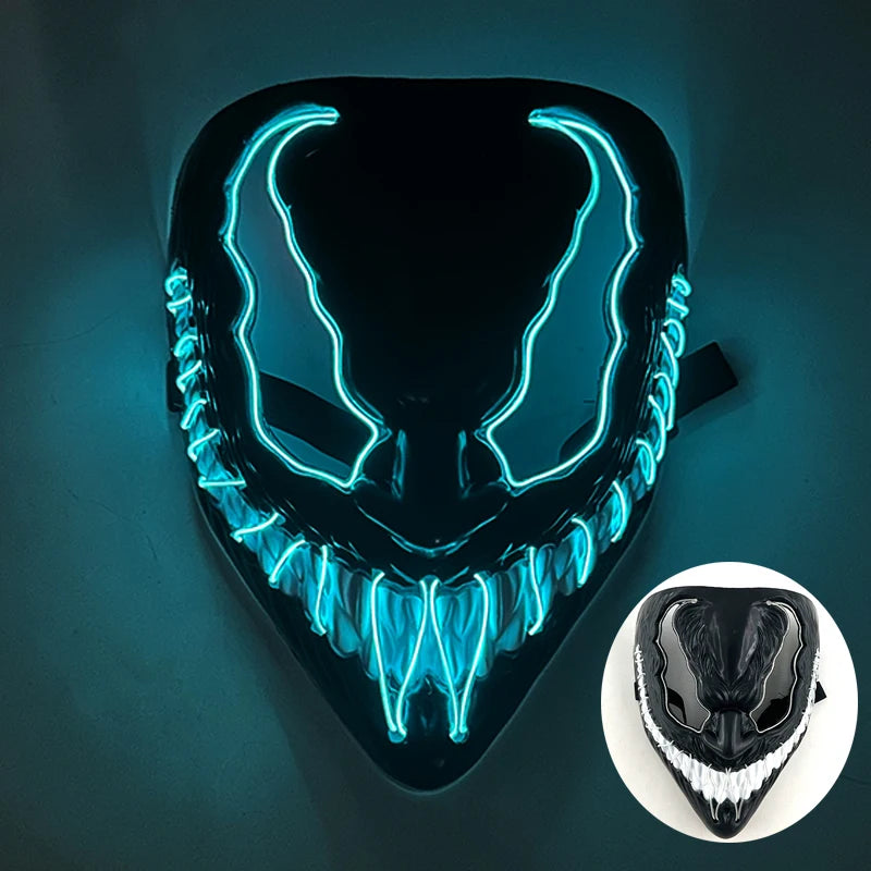 2026 Halloween Party Supplies Luminous LED Purge Mask Wireless EL Neon Light Full Face Mask Cosplay For Adult Glow In The Dark