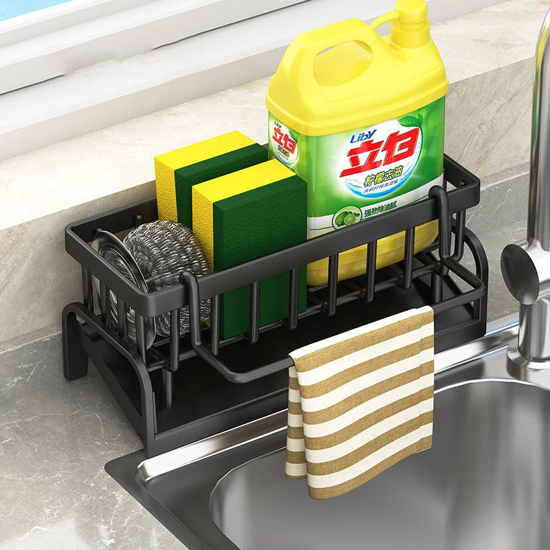 Stainless Steel Sink Organizer – Sponge Holder & Soap Drainer with Faucet Storage Rack
