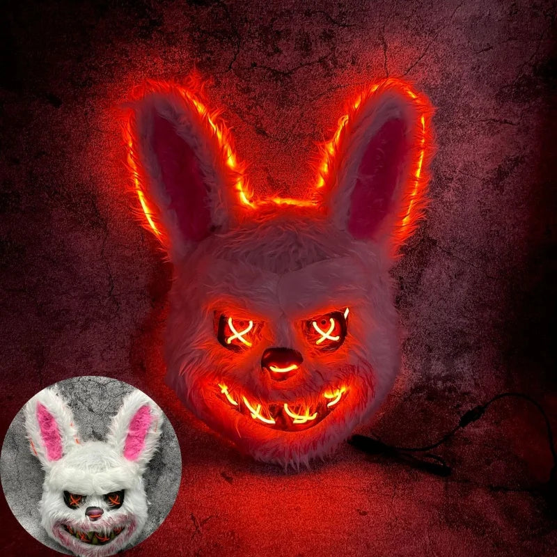 NEW LED  Light Halloween Cosplay Face Mask Party Show Stage Make-up Horror Bloody Rabbit Bear Mask Cartoon Carnival  Head Cover