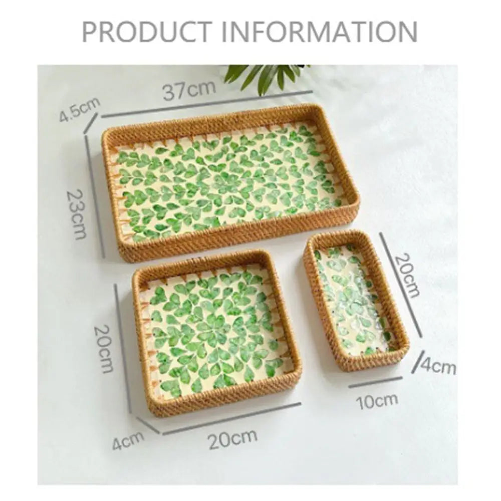 Hand Woven Splicing Shell Rattan Basket Rattan Weaving Colorful Weaving Fruit Basket Household Decorative Rattan Shell Tray