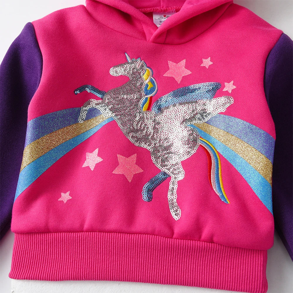 Girls' Rainbow Sequin Winter Sweatshirt Pullover