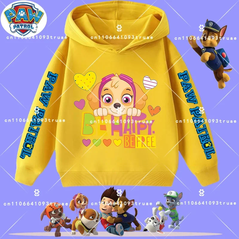 Spring and Autumn Long Sleeve Pullover Hooded Shirt for Girls Casual Top for Children Hooded Sweatshirt New PAW Patrol Boys'Shir