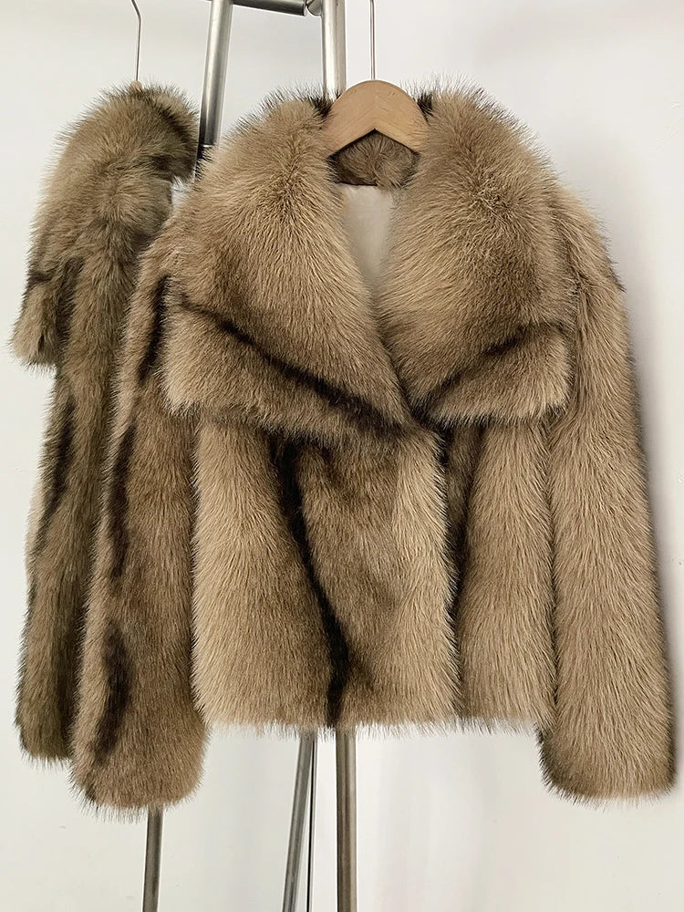 Womens Faux Fur Coat Cropped Soft Plush Artificial Short Fur Coat Holiday Party Elegant Winter Fashion Outerwear Coats for Women