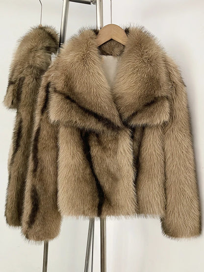 Womens Faux Fur Coat Cropped Soft Plush Artificial Short Fur Coat Holiday Party Elegant Winter Fashion Outerwear Coats for Women